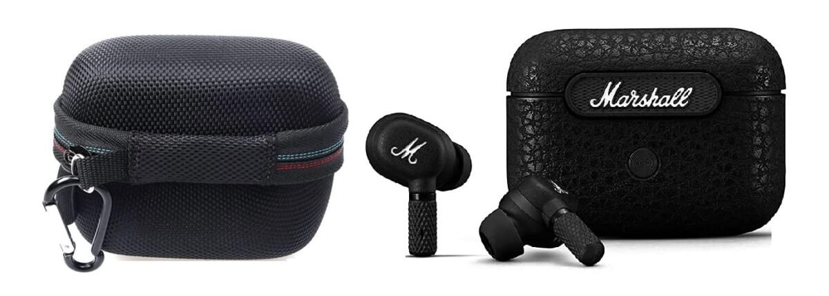 M.G.R.J® Portable Carrying Earbuds Case Cover for Marshall Motif in Ear Headphones (Hard|EVA|Black)